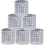 Kalanka - rond de serviette de table ruban strass argent parure en bling pour la dcoration 50pcs de ...