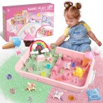 Kalanka - sable magique licorne fille jeu de sable kit, bac a sable magique, color sable, jouet sensoriel ...