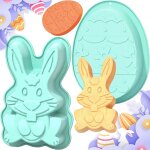 Kalanka - saijer moule gateau, 2 pices moule lapin de paques moule silicone lapin silicone gateau paques ...