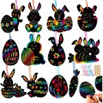 Kalanka - scratch art de pques, dessin  gratter lapin 36 pcs, pques dcoration  suspendre, pour enfants ...