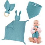 Kalanka - serviette de bb jouets, 3pcs doudou lapin mouchoir doudou serviette apaisante d'eveil bb ...