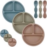 Kalanka - set d'alimentation pour bébé, 3 assiettes pour tout - petits avec 3 cuillères, assiette divisée ... Kalanka - set d'alimentation pour bébé, 3 assiettes pour tout - petits avec 3 cuillères, assiette divisée ...