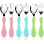 Kalanka - set de couverts en inox enfant, 6pcs fourchette et cuillre enfant prise facile acier inoxydable ...