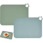 Kalanka - sets de table en silicone pour enfant (2 pi�ces), vert bleu, nettoyage facile, id�al b�b� chaise ...