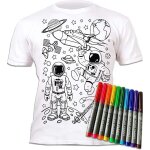 Kalanka - t - shirt  colorier space man et space rocket avec 10 stylos magiques lavables non toxiques ...