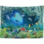 Kalanka - tapisserie murale dcorative chambre - dauphin poisson aquarium plantes corail mer - 200 x ...