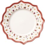 Kalanka - toy's delight assiette plate blanche, 29 cm, porcelaine premium, blanc / rouge
