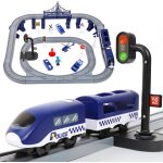 Kalanka - train electrique enfant voiture electrique flexible ensemble circuits course, 67 pcs jouets ...