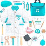 Kalanka - umu malette docteur enfant en bois u2013 kit mdecin 20 pices avec stthoscope, accessoires ...