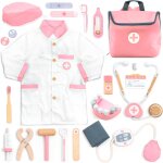 Kalanka - umu malette docteur enfant en bois u2013 kit mdecin 20 pices avec stthoscope, accessoires ...