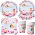 Kalanka - vaisselle de fte pour 16 invits - motif papillon - assiettes en carton multicolores - gobelets ...