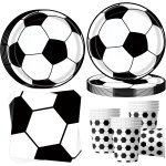 Kalanka - vaisselle de fte de football pour 16 invits - assiettes en carton noir et blanc - dcoration ...