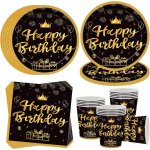 Kalanka - vaisselle de fête noire et dorée pour 16 invités - assiettes en carton - décoration d'anniversaire ... Kalanka - vaisselle de fête noire et dorée pour 16 invités - assiettes en carton - décoration d'anniversaire ...