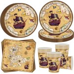 Kalanka - vaisselle de fte pirate pour 16 invits - assiettes de fte d'anniversaire - bateau pirate ...