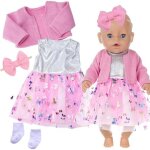 Kalanka - v�tements de poup�e rose - tailles 43 / 36 / 38 cm - robe tulle et papillon - cardigan tricot ...