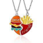 Kales - 2 pcs collier bff collier de l'amiti collier mignon burger et frites bijoux pendentif meilleure ...