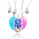 Kales - collier d'amour bff - 3 pices pendentif c?ur de dauphin - cadeau d'anniversaire pour s?urs et ...