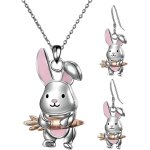 Kales - collier et boucles d'oreilles lapin, collier lapin, pendentif carotte lapin en argent sterling ... Kales - collier et boucles d'oreilles lapin, collier lapin, pendentif carotte lapin en argent sterling ...
