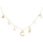 Kales - collier coquillage dor, 45cm or collier coquillage lettre bijoux pendentifs collier a breloques ...