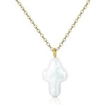 Kales - collier crois en perles d'eau douce pour femme - pendentif en perle baroque dlicate - collier ...