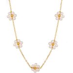 Kales - colliers pour femme, collier de perles en argent pour femme, exquis pendentif fleur plaqu or ...