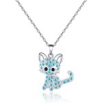 Kales - collier avec pendentif chat argenté et bleu pour femme et fille avec cristal blanc brillant pour ... Kales - collier avec pendentif chat argenté et bleu pour femme et fille avec cristal blanc brillant pour ...