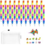 Kalop - lot de 20 crayons empilables, papeterie crative, blocs de construction empilables, recharges ...