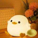 Kalsw - 1 veilleuse en forme de canard rechargeable par usb avec chapeau de paille de 8 cm, veilleuse ...