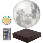 Kaltd - lampe de lune en lvitation flottant et tournant librement dans l'air avec une base en faux bois ...