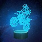 Kaltd - lampe de nuit motocross, lampe illusion moto 3d, 7 couleurs changeantes avec contrle au toucher ...