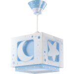 Kaltd - lustre chambre enfant moonlight lune et etoiles bleu, lampe suspension enfant, 63232t, e27
