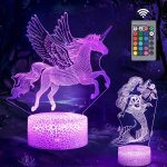 Kaltd - veilleuse 3d licorne sirène 16 couleurs 2 modes d'arrêt automatique avec smart touch et télécommande ... Kaltd - veilleuse 3d licorne sirène 16 couleurs 2 modes d'arrêt automatique avec smart touch et télécommande ...