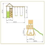 Kangui aire de jeux portique en bois woodi - double balançoire, toboggan, mur d'escalade, bac a sable, ... Kangui aire de jeux portique en bois woodi - double balançoire, toboggan, mur d'escalade, bac a sable, ...