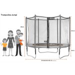 Kangui - trampoline de jardin 244 cm + filet de scurit + echelle + kit d'ancrage jumpi taupe / vert ...