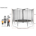Kangui - trampoline de jardin 365 cm + filet de s�curit� + echelle jumpi taupe / vert 360. trampoline ...