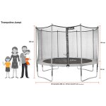 Kangui - trampoline de jardin 365 cm + filet de s�curit� jumpi taupe / vert 360. trampoline certifi� ...