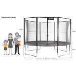Kangui - trampoline de jardin 426 cm + filet de s�curit� jumpi taupe / vert 430. trampoline certifi� ...