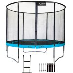 Kangui - trampoline de jardin rond 305 cm + filet de s�curit� + echelle + kit d'ancrage punchi bleu 300 ...