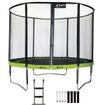 Kangui - trampoline de jardin rond 305 cm + filet de s�curit� + echelle + kit d'ancrage punchi vert 300 ...
