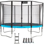 Kangui - trampoline de jardin rond 430 cm + filet de s�curit� + echelle + kit d'ancrage punchi bleu 430 ...