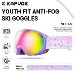 Kapvoe - lunettes de ski pour enfants, lunettes de sports de plein air, lunettes anti - bue pour adolescent, ...