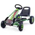 Kart a p�dales pour enfant 99 x 59 x 61 cm si�ge ajustable durable style de course en fer vert helloshop26 ...