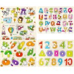 Kasfl - 5 puzzles en bois a bouton, jouet educatif montessori puzzle en bois a encastrement puzzle de ...