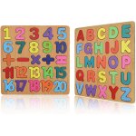 Kasfl - puzzle alphabet bois, 2 pices alphabet puzzle pour tout - petits et enfants d'age prscolaire, ...
