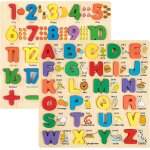 Kasfl - puzzle en bois abc alphabet numro jouet ensemble, montessori educatif color forme assortir ...