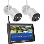 Kgabery - kit camera surveillance wifi exterieure sans fil avec moniteur intrieur, nvr ecran tactile ...