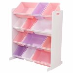 Kidkraft casier de rangement  trie et range  - blanc avec des bacs couleur pastel