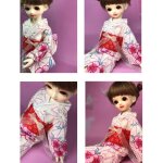Kimono rouge avec imprimé floral pour poupées bjd 1 / 6, accessoire de déguisement, a la mode Kimono rouge avec imprimé floral pour poupées bjd 1 / 6, accessoire de déguisement, a la mode
