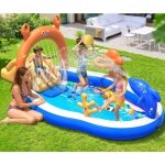 Kingsom aire de jeu aquatique gonflable enfant - piscine avec toboggan, arroseur & pataugeoire, 305x178x127 ...