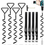 Kit de 4 piquets pour trampoline, tentes, balan�oires, abris jardin ¿ m�tal durci anti - corrosion noir, ...